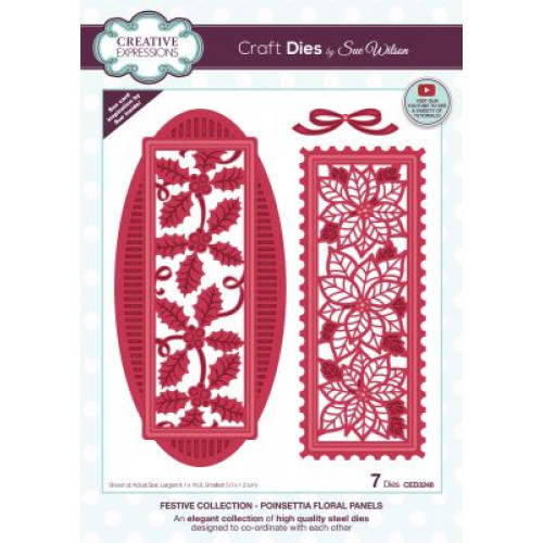 poinsettia floral panels- Festive Collection 2022 ced3248